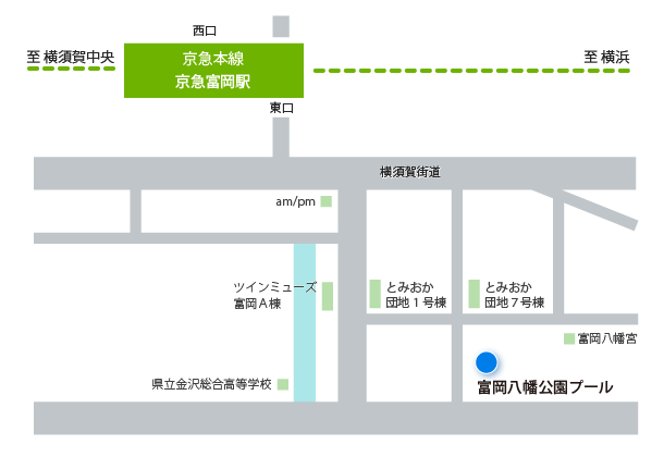 富岡八幡公園プールへの地図
